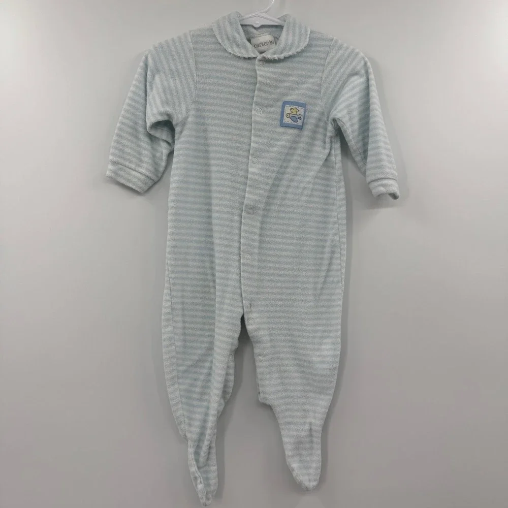 Vintage Carter's TerryCloth‎ Baby Boys Sleeper w/ dog airplane 6-9 months